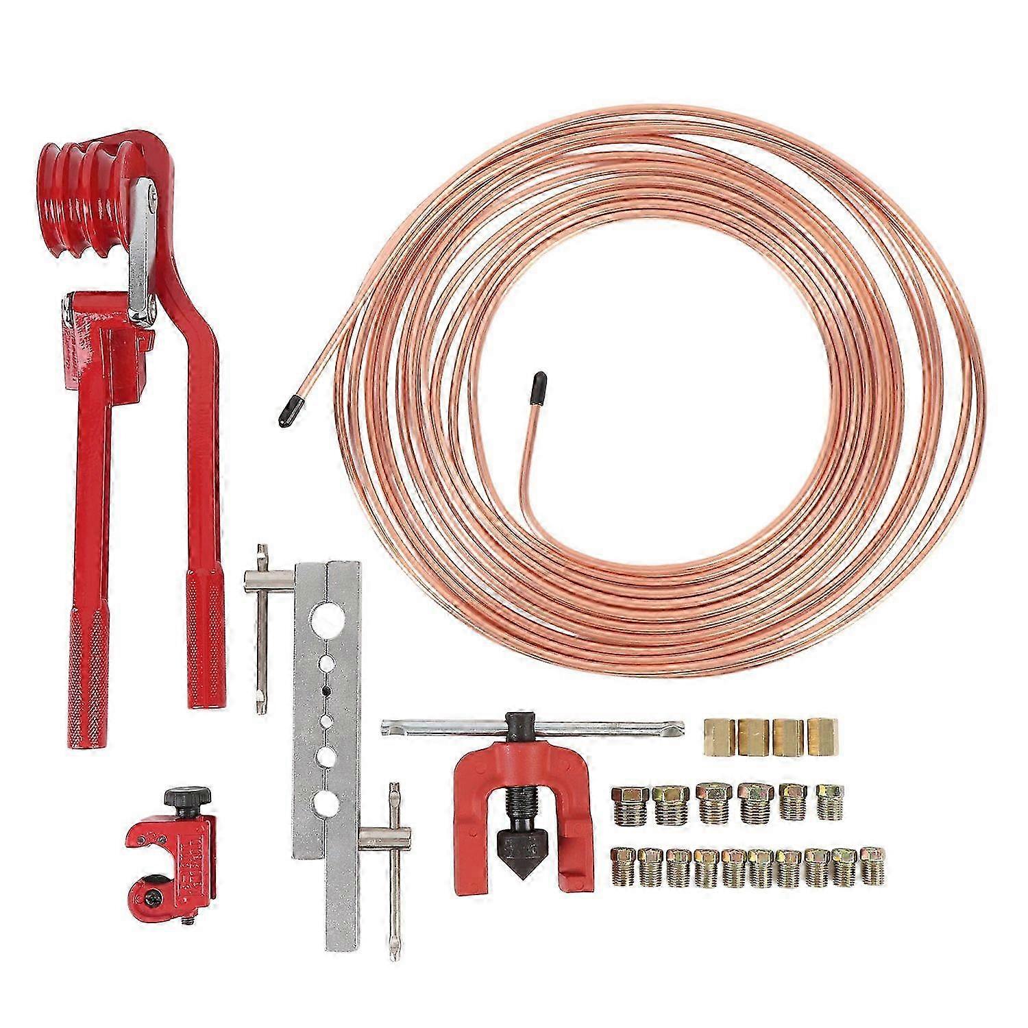 Professional brake line kit for most vehicles with flaring tool