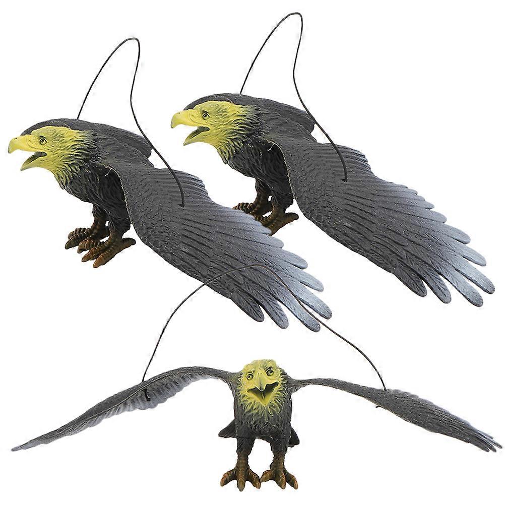3pcs Eagle Hanging Ornament Realistic Bird Deterrent for Garden & Outdoor Spaces, Plastic Scare Device for Bird Control