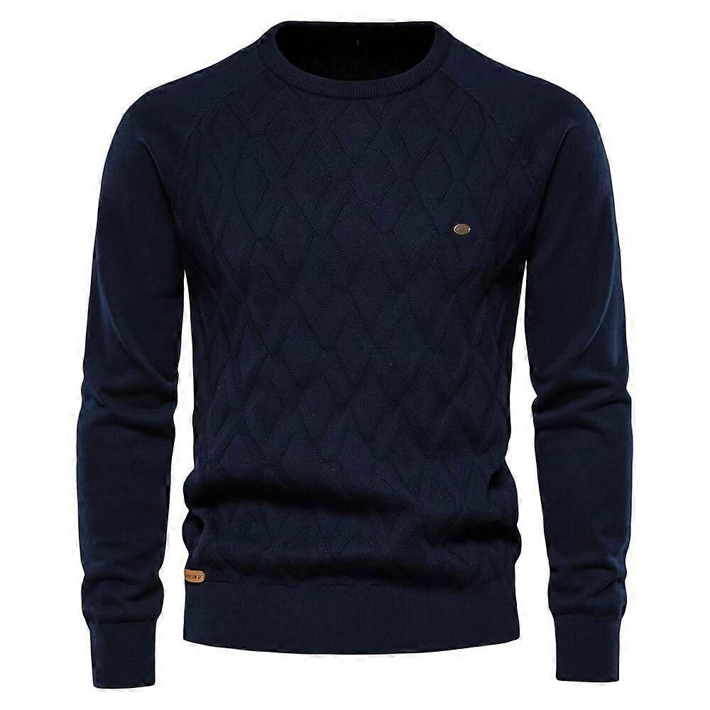 Man's Solid Color Oneck Long Sleeve Knitted Warm Sweaters