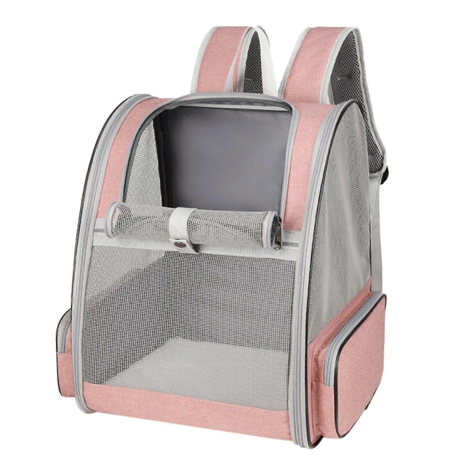 Portable pet carrier for small dogs, breathable design, lightweight and sturdy, pink.