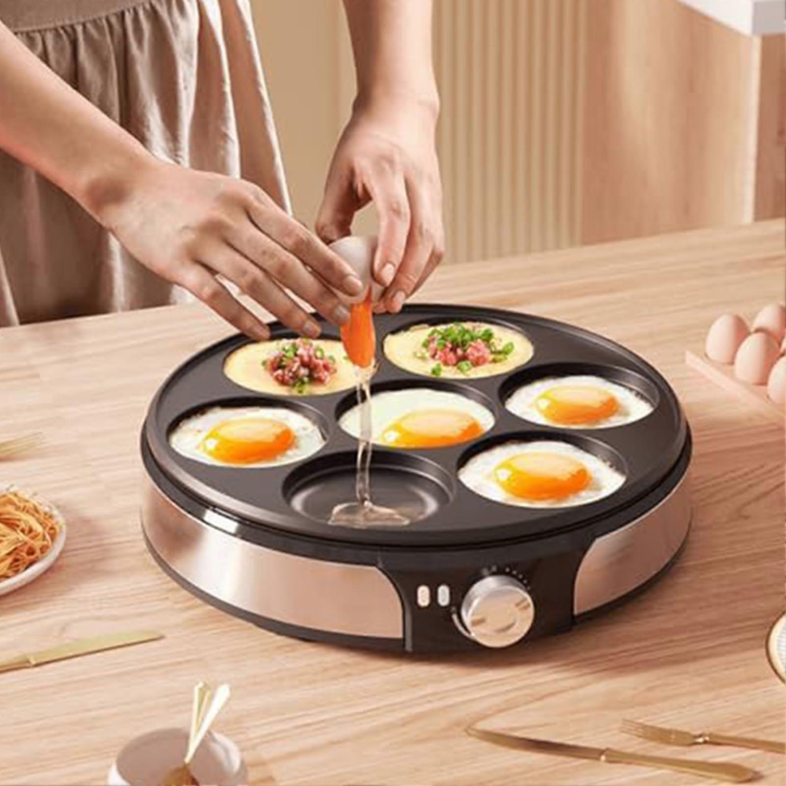 7hole omelette pan, household egg burger maker pan, Quick Heating in 5 Minutes, for 24 People, 1200w Power Nonstick Coating Easy to Clean (A)