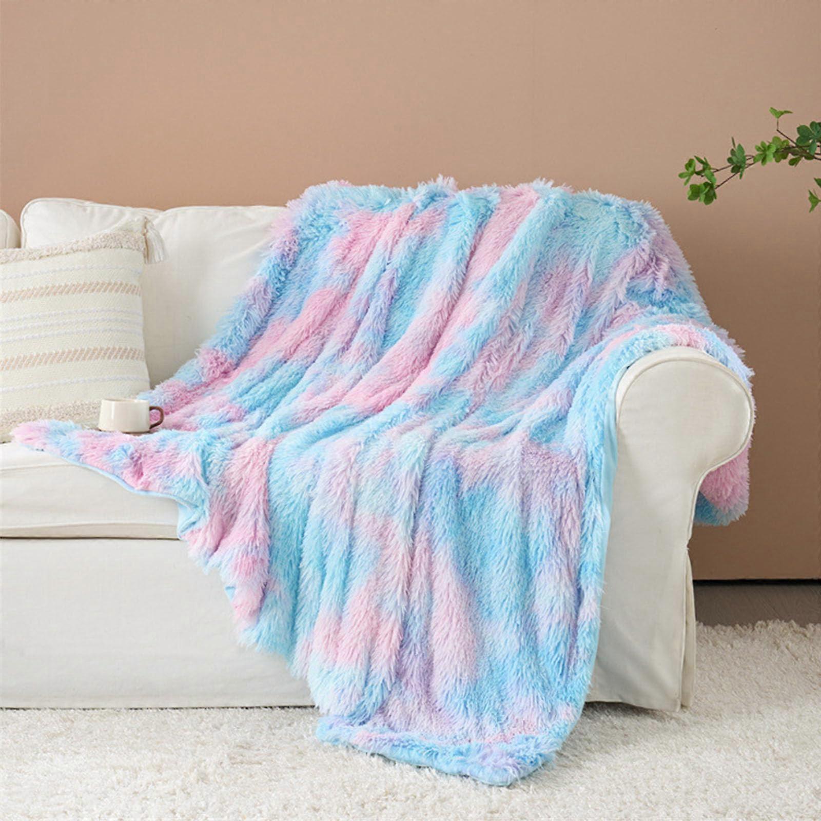 Lightweight Large Fleece Blanket Soft Fluffy Blue Polyester 200x230 Cm Queen Size Model 001