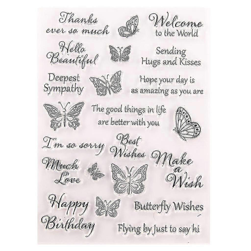 Butterfly Words Clear Silicone Stamp for Scrapbooking, Card Making, Embossing