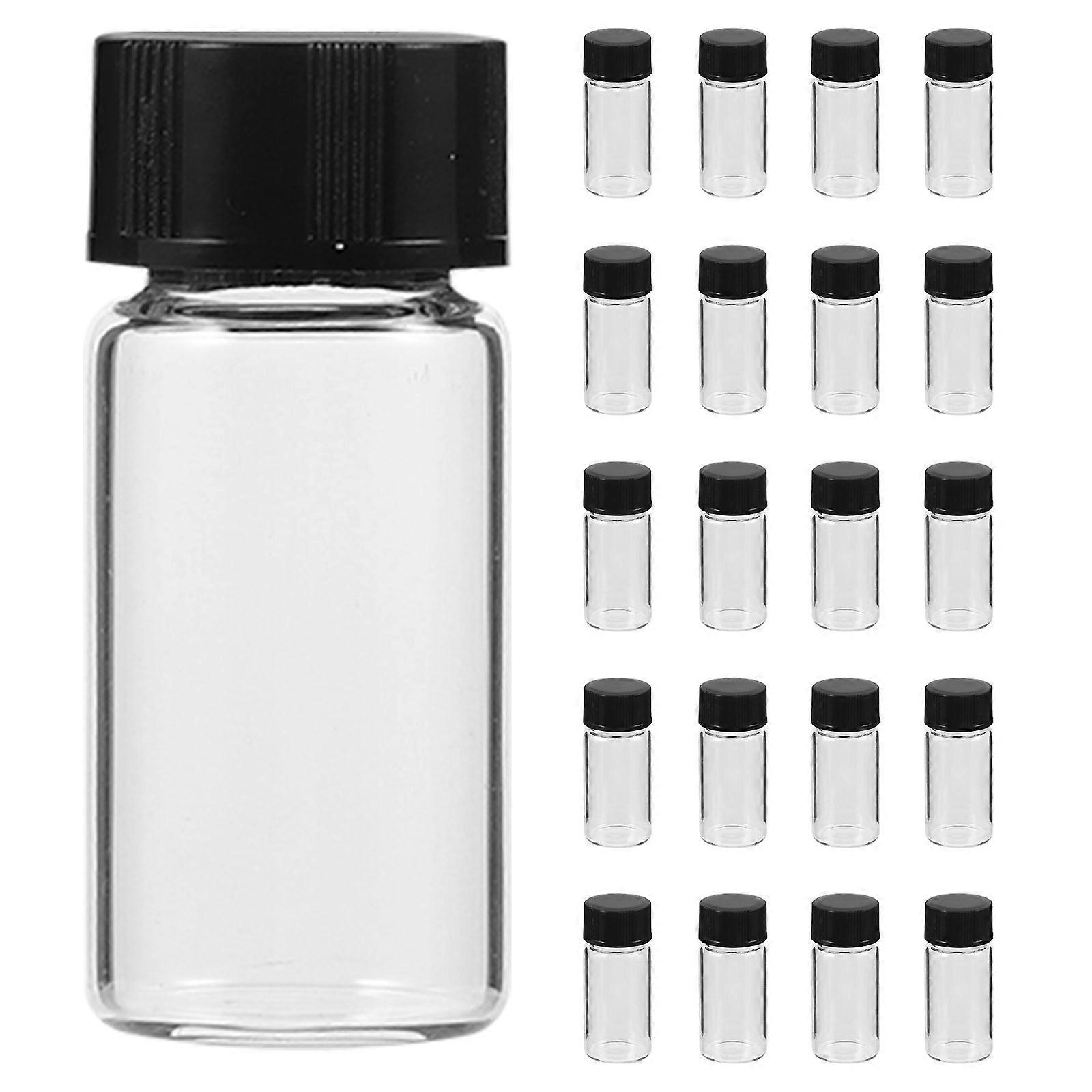 100pcs Practical 5ml Transparent Glass Vials Clear Flat Bottom Bottles with Caps