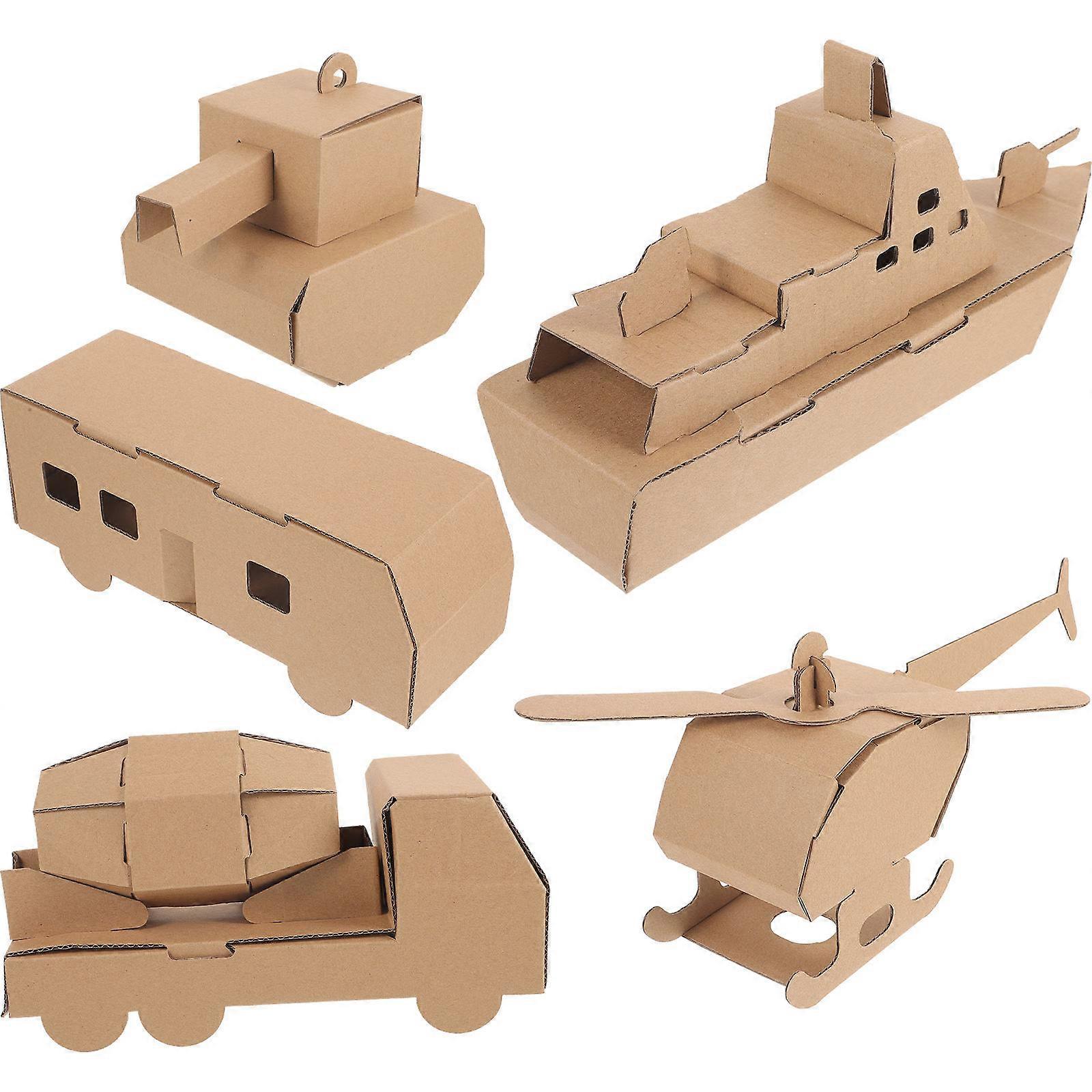 5pcs Paper Puzzle Kit for Adults – DIY Vehicle Models Including Helicopter, Tank, Car, Submarine & Bus – Educational Craft for Creative Play & Travel