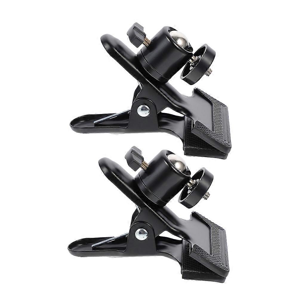 Black Ball Head Camera Clamp with Heavy Duty Clip for Studio Photography Supplies 2pcs
