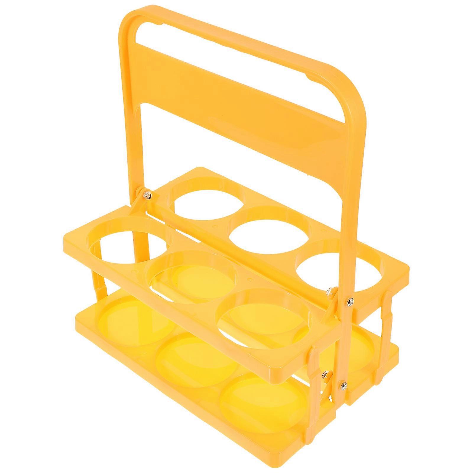Portable Beverage Container Holder Drink Carrier for Daily Use Plastic Yellow Rectangular Storage 1Set
