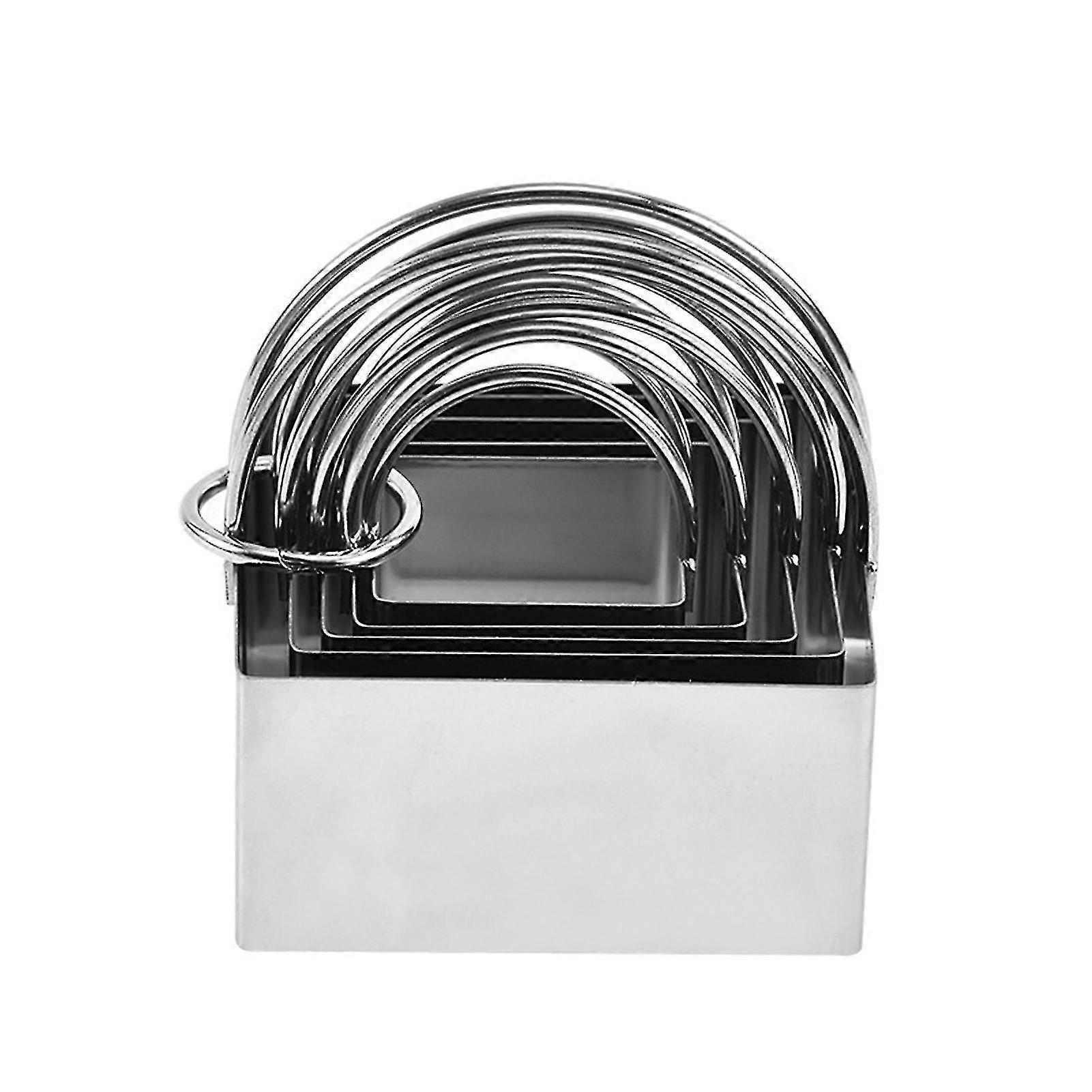 Stainless Steel Cookie Cutter Set of 5 - Round & Square Shapes for Cookies & Fruit Cutting, Vegetable Shape Biscuit Mold