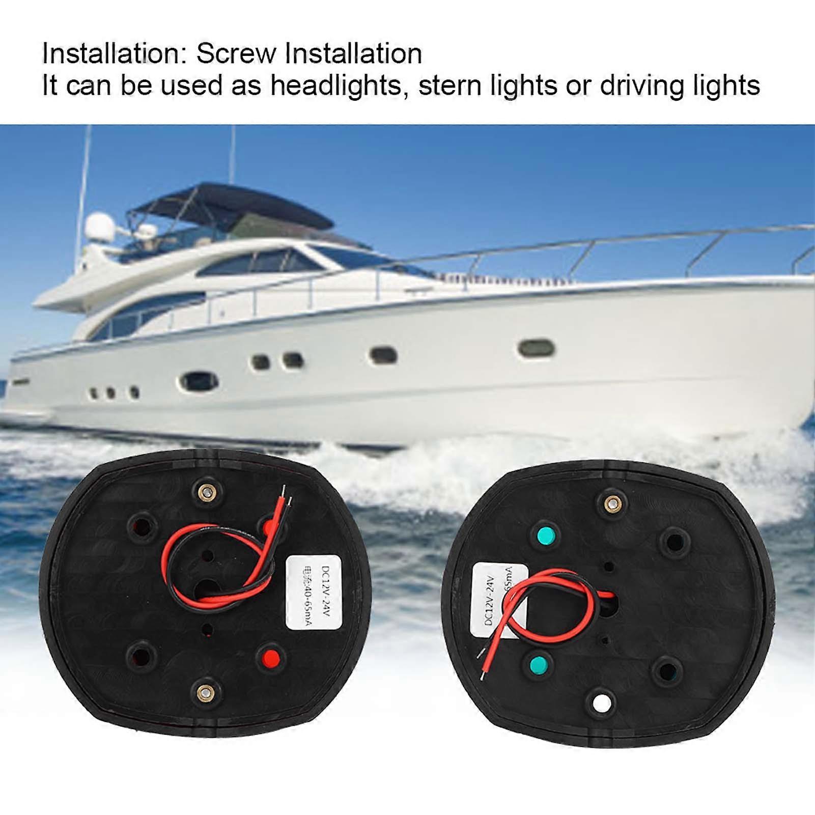 Pair of Signal Lamp Spherical Red Green LED Waterproof Boat Navigation Light DC12V-24V 3WBlack 