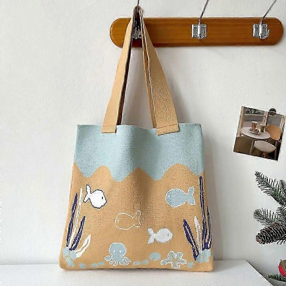 Cartoon Octopus Pattern Shoulder Bag Cute Large Capacity Reusable S...