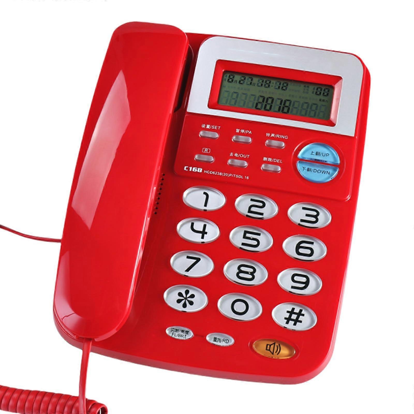 Commercial Office Phone WithWith VIP Call And Caller Display 5Digit Local Code 24Ring Tones Alarm Multiple Function Red