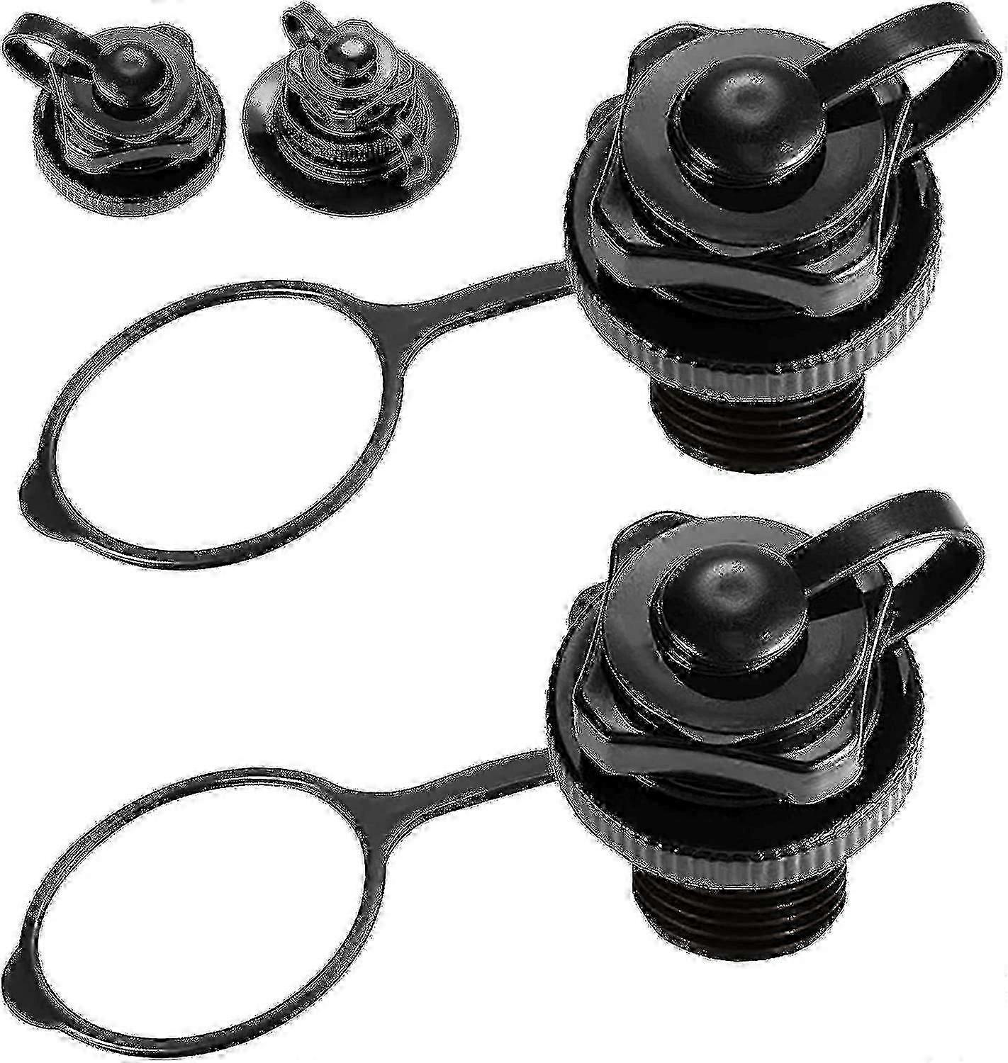 2 قطعة صمام هواء قارب قابل للنفخ ، سدادات هواء حلزونية بوسطن للنفخ السريع - طوف ، قارب بركة - أسود