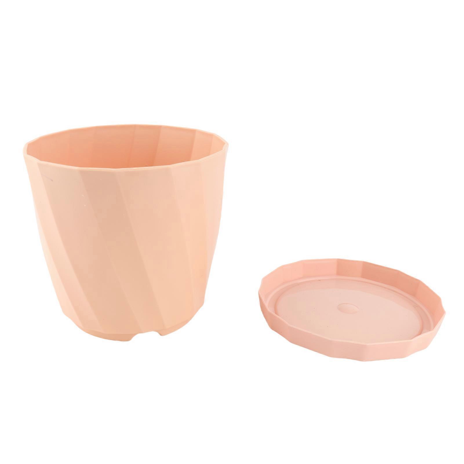 Multifunctional Thickened PP Resin Round Planter Pot with Tray, Sakura Pink, Large