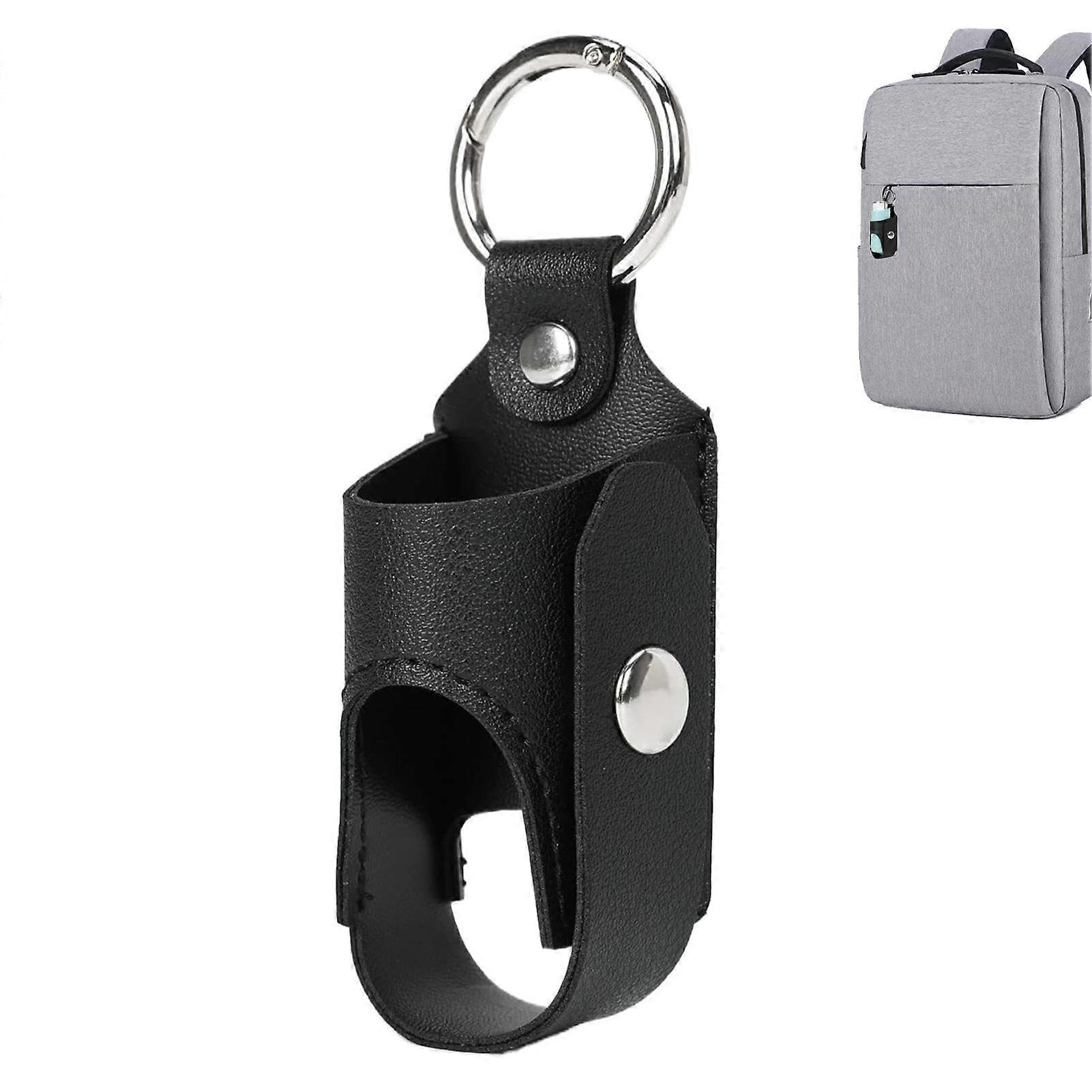 Portable Inhaler Holder Case, Outdoor Leather Keychain Inhaler Carrier for Travel, School, Camping - Black Rugged Design