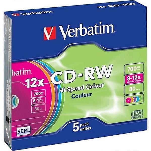 Verbatim CD-RW - Pack of 5 - Slim Case - 700 MB - 80 min - 12x Speed
