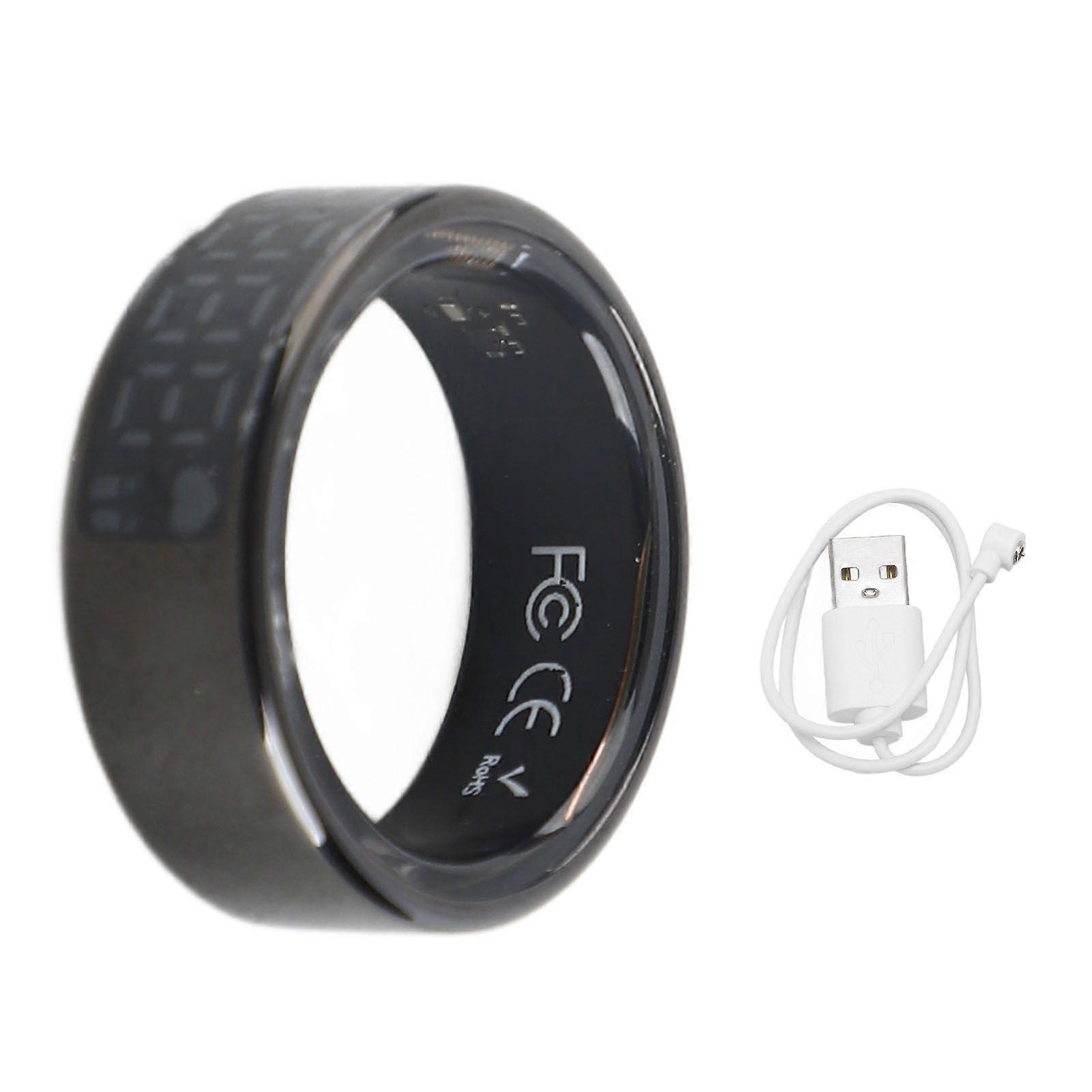 Smart Ring with APP Display Screen Multiple Sports Modes IP68 Water Resistant Stainless Steel 18mAh Smart Fitness Ring for Cycling Running Black 9