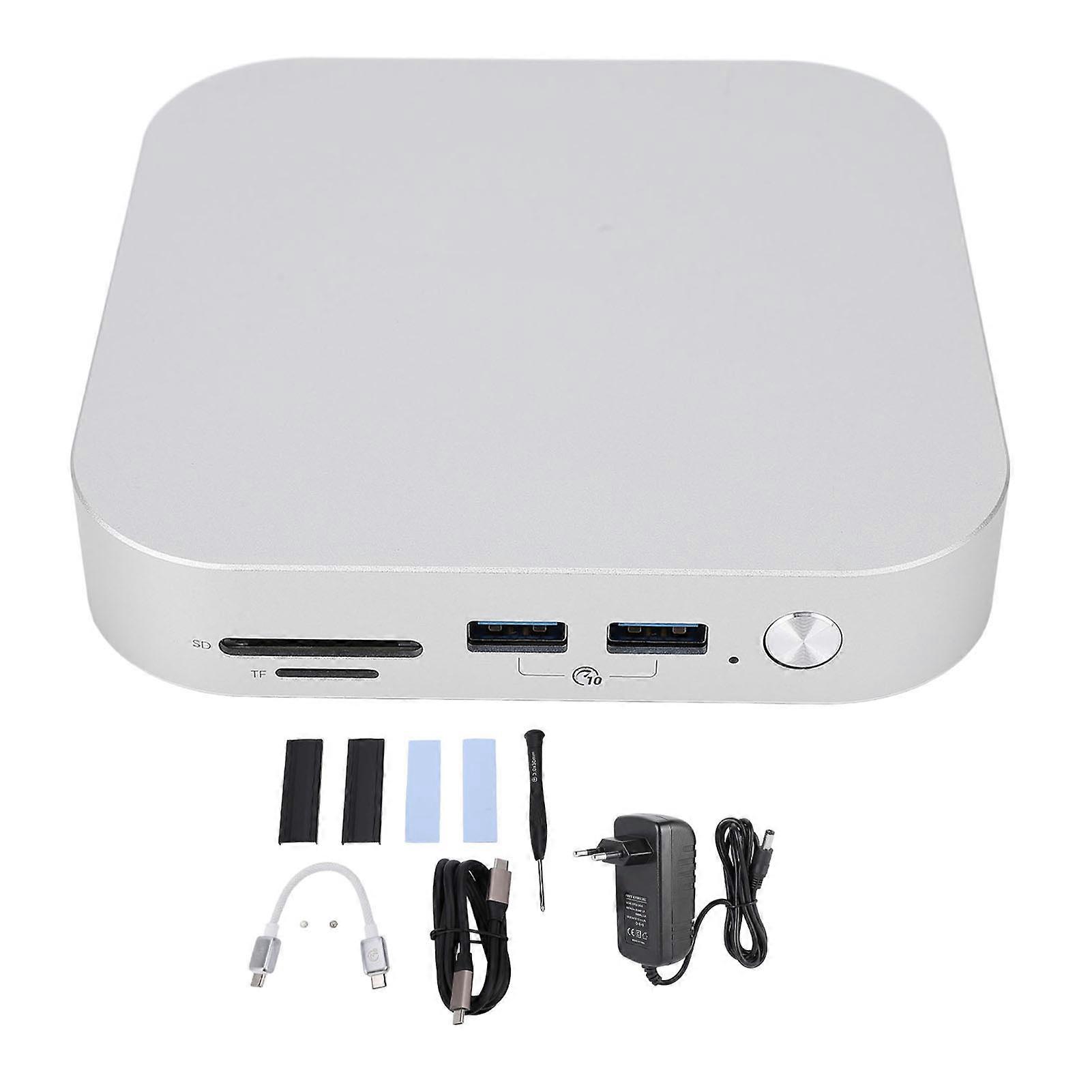 Mac Mini M4 Dock Aluminum Alloy Stand and Hub for M4 Pro 2024 with 10Gbps USB Ax3 M.2SSDx2 Storage Memory Card 40Gbps Bandwidth PCIe 4.0M.2 Slots