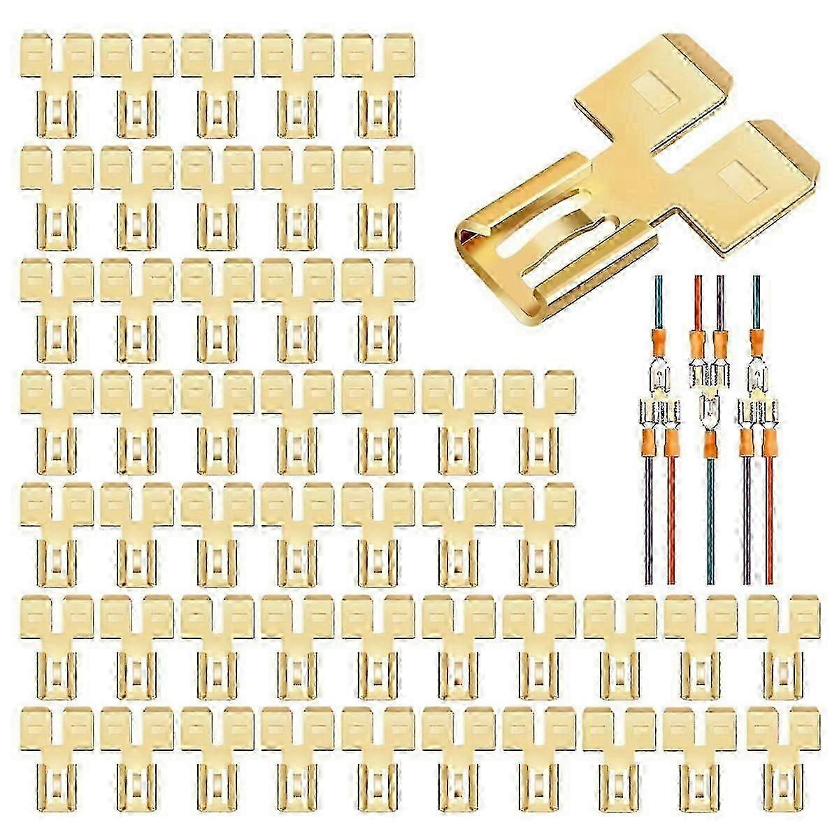 30Pcs Double Back Spade Connector - Quick Disconnect Electrical Two-Way Wire Terminal Adapter