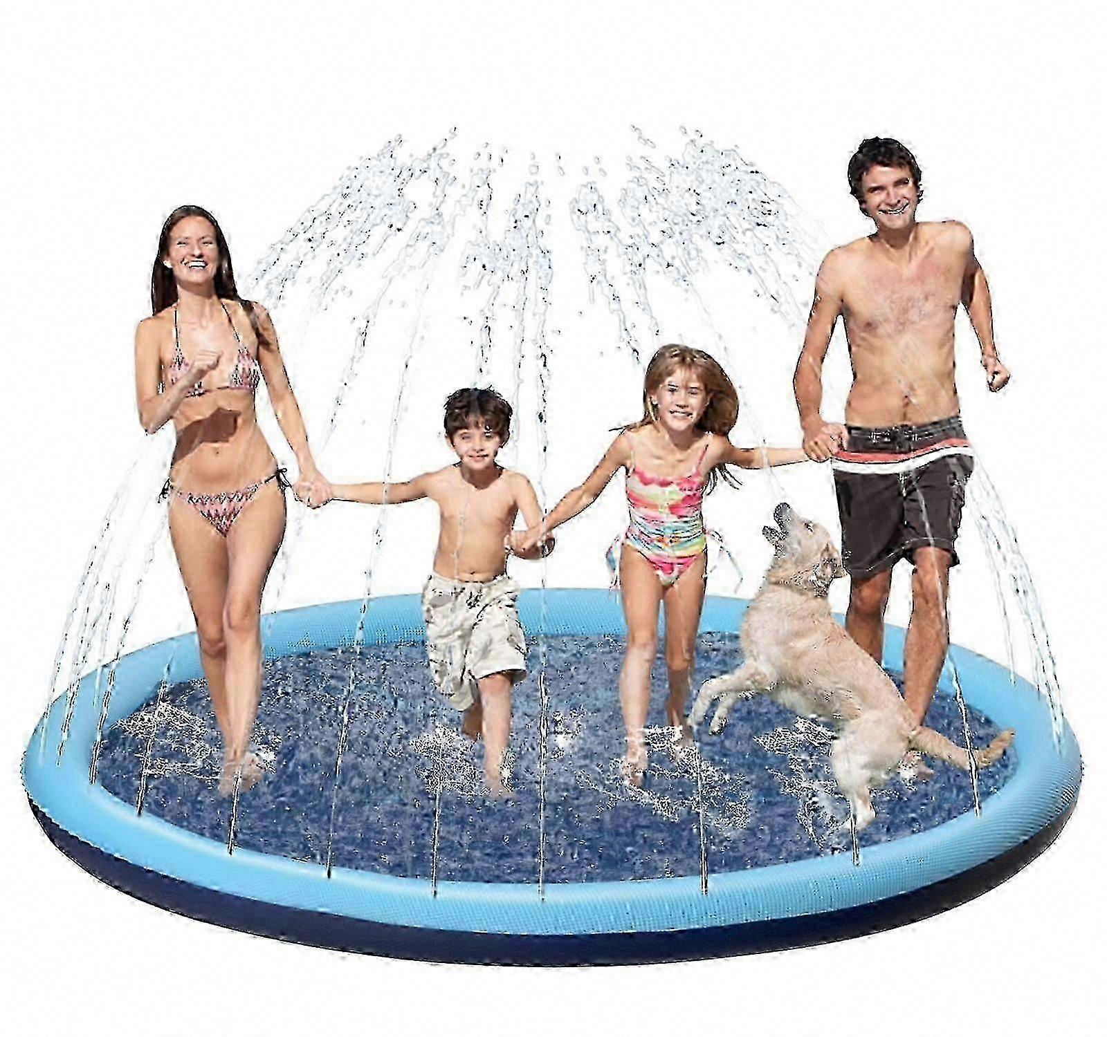 子供と犬のための特大スプラッシュパッド、滑り止め厚みのあるスプリンクラー犬用プール夏の屋外水のおもちゃ