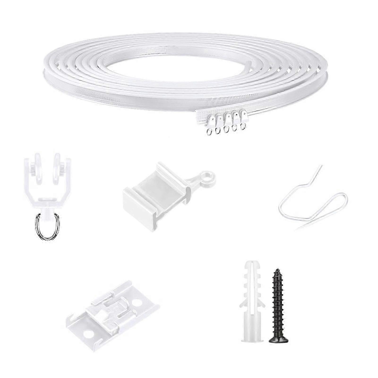 Multipurpose 5/10/20M Curtain Rails Kits for Curved and Straight Window with Hook and Rollers Ceiling Curtain Track Set Cs