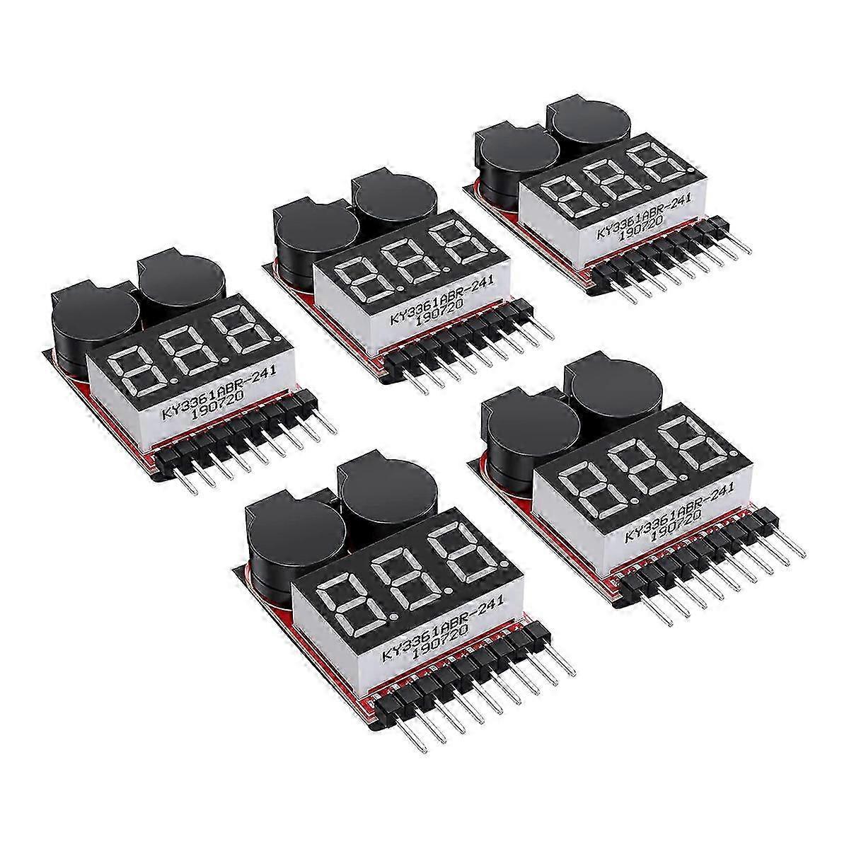 5 stk 2 i1 1-8s lipo batteri spenningstester RC lav summer alarm monitor checker te