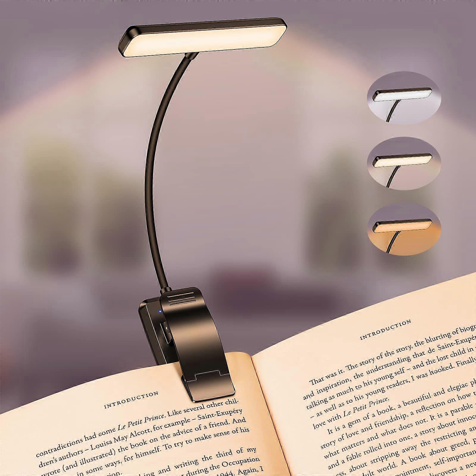 19 LED Rechargeable Book Light for Reading in Bed with Memory Function- Eye Caring 3 Color Temperatures,Stepless Dimming Brightness,80 Hrs Runtime Lig