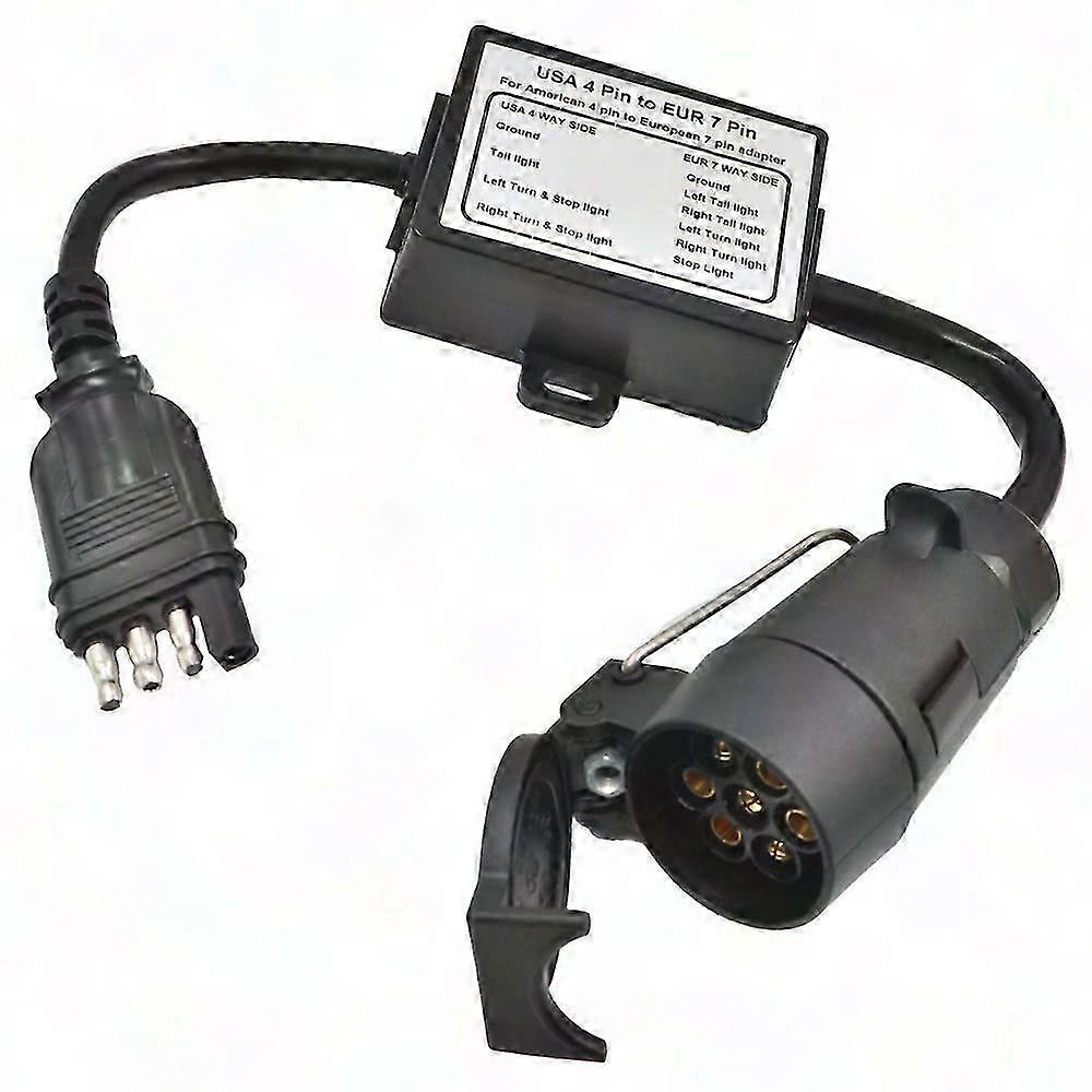 US to Europe Trailer Light Adapter: 4-Pin Flat to 7-Pin Round Socket for American Vehicles