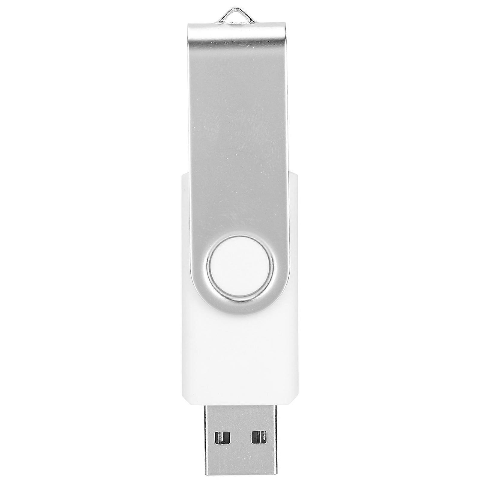 64GB USB 2.0 White Rotatable Metal Flash Drive for PC Tablet