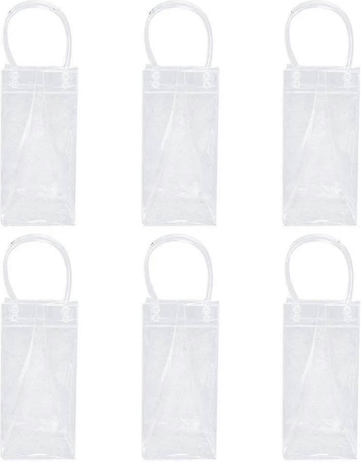 シャンパンビール赤ワインボトル6個パック断熱防水ポータブル透明PVCクーラーバッグキャリーハンドル付き屋外パーティー用