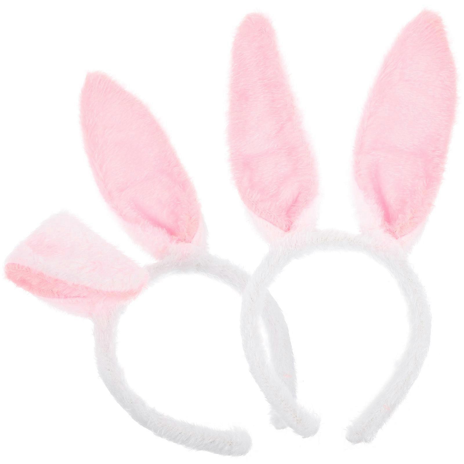 Bunny Ears Headband Plush Rabbit Ear Headwear for Easter 6Pcs