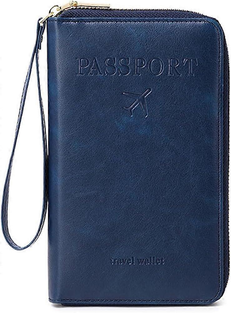 Passport Holder RFID Travel Wallet, Unisex MultiFunctional Passport Wallet, Travel Card Folder, Dark Blue
