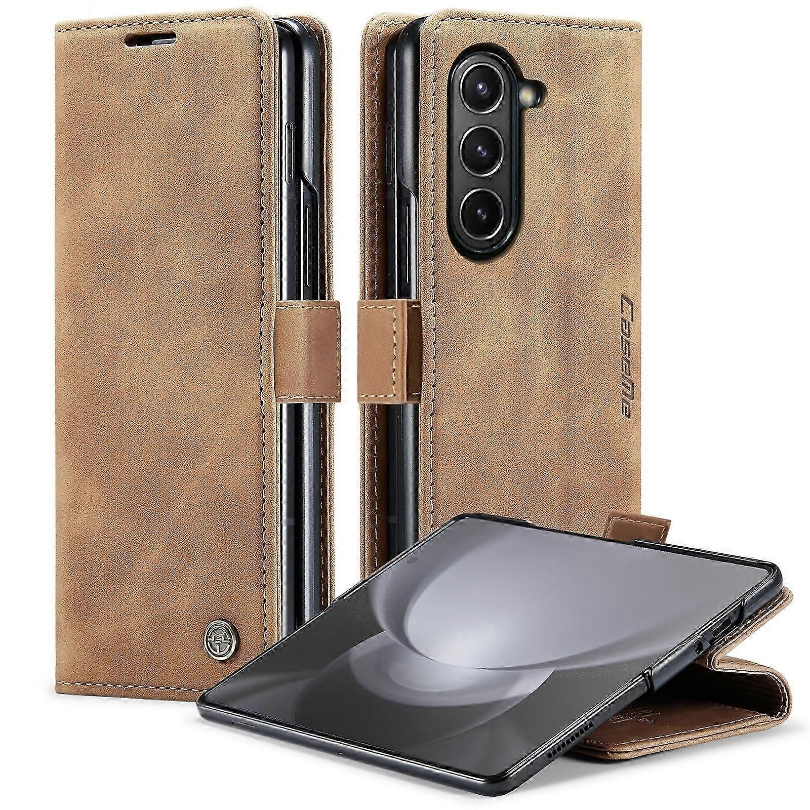 CaseMe-013 Multifunctional Retro Frosted Leather Phone Case For Samsung Galaxy Z Fold5