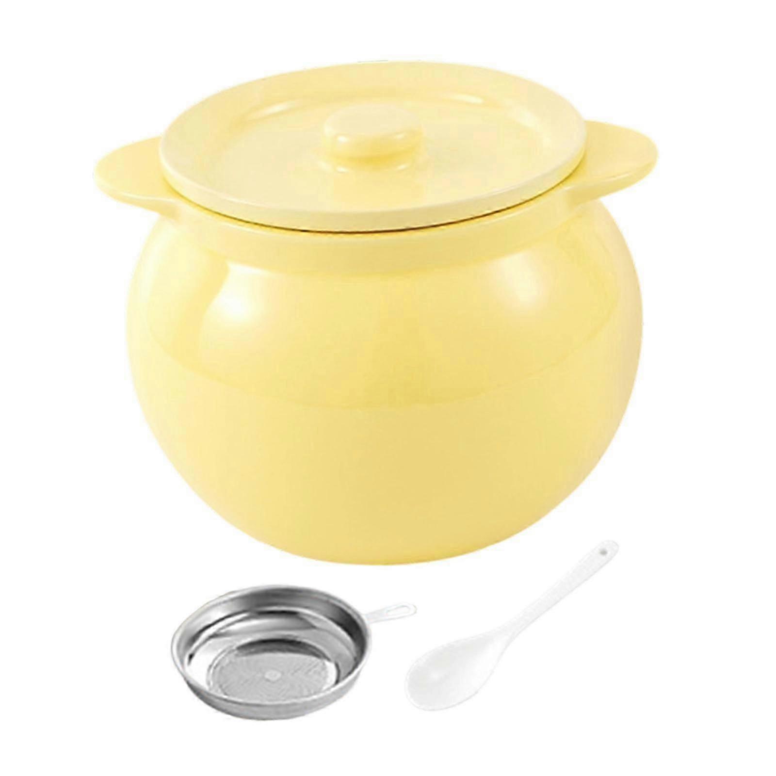 Ceramic Container with Strainer Pot Condiment Frying Oil Storage Can Kitchen