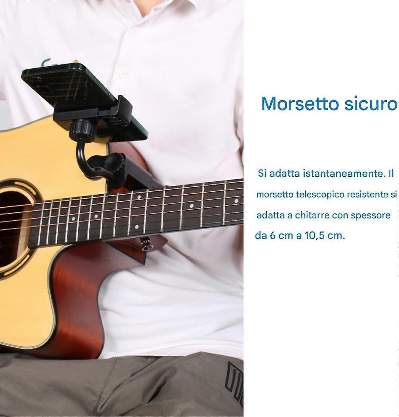 Guitar Shaped Phone Holder Clamp On Clip Attachment For Streaming And Recording Travel Reading Observation