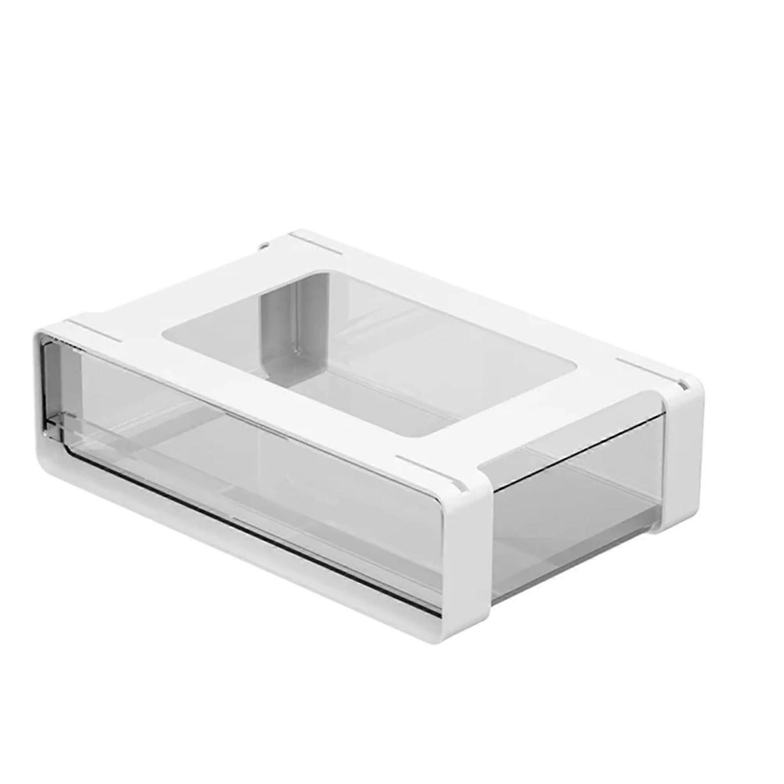 Drawer Storage Box Under Table Hidden SelfAdhesive Drawer Type Storage Cabinet White L Cosmetics Stationery