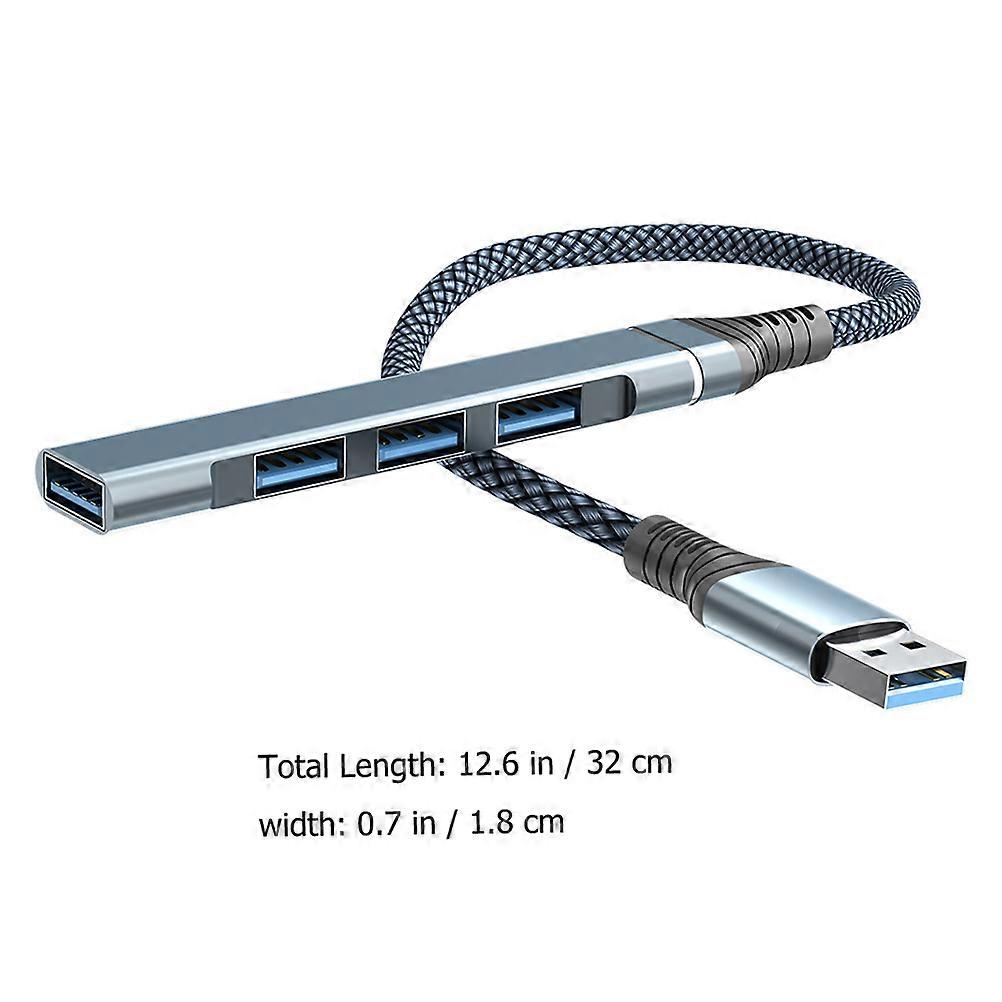 USB Splitter Hub 4-Port USB 3.0 Data Expander for Laptop Multi Aluminum Nylon Material for Data Transfer 1Pcs
