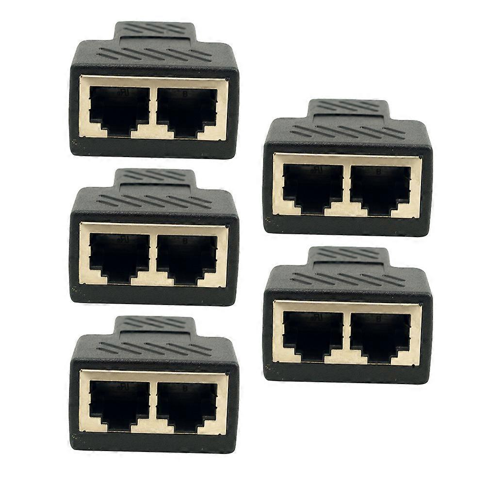 Internet Cable Splitter Ethernet Coupler for Network Interface Home Use Black Plastic Alloy 5Pcs