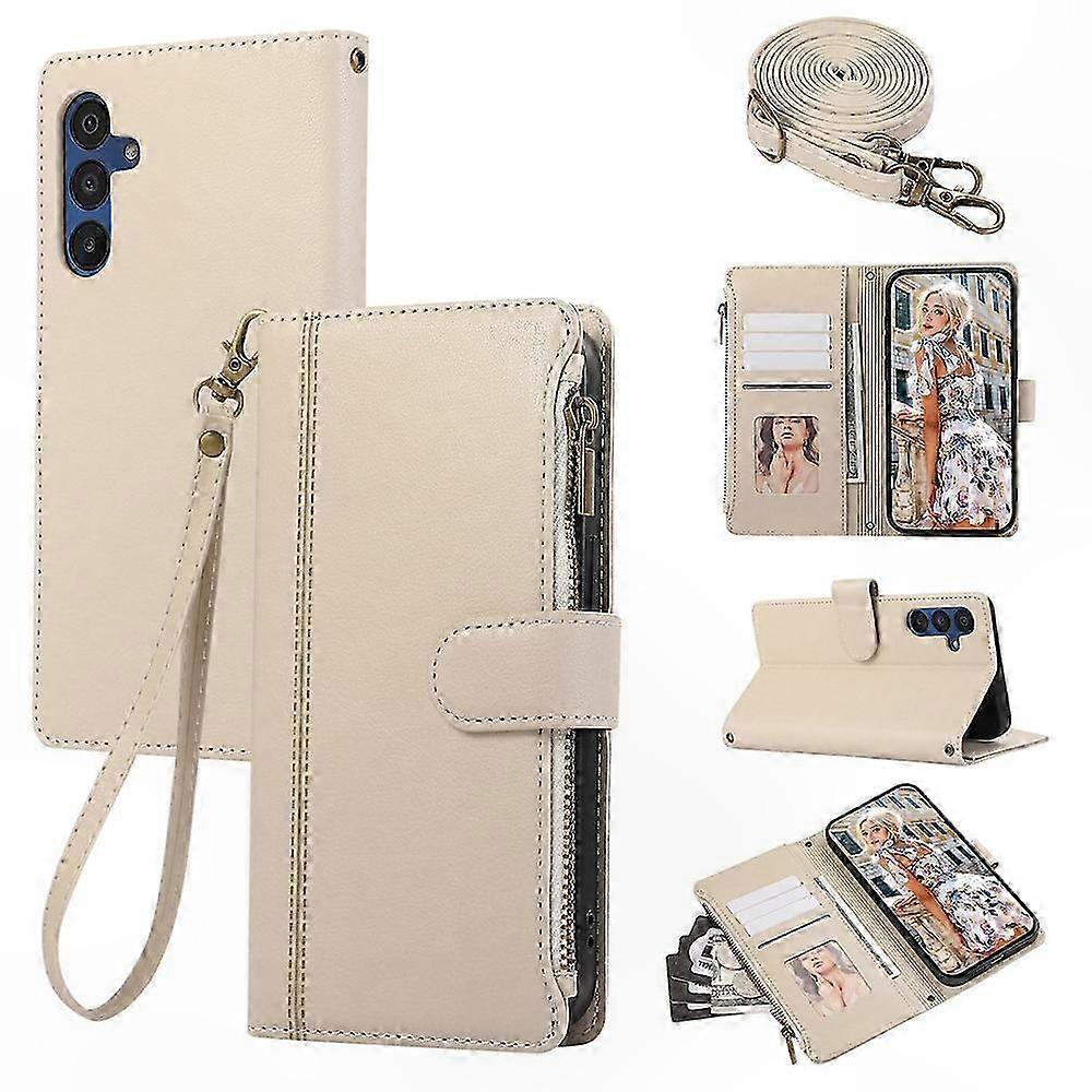 Galaxy A56 5G Leather Case with Zipper, Card Slots & Shoulder/Wrist Strap