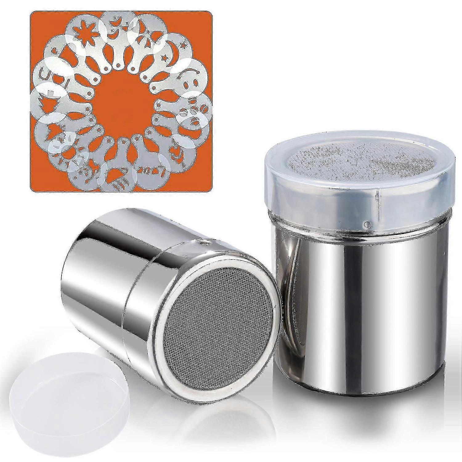 2pcs 304 Stainless Steel Mesh Sieve Cocoa Coffee Latte Cappuccino Mesh Sieve, 16pcs  Coffee Mold