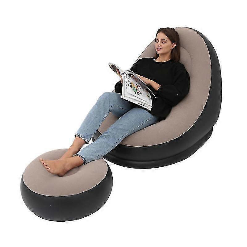 Inflatable recliner foldable portable inflatable lazy boy recliner with footstool