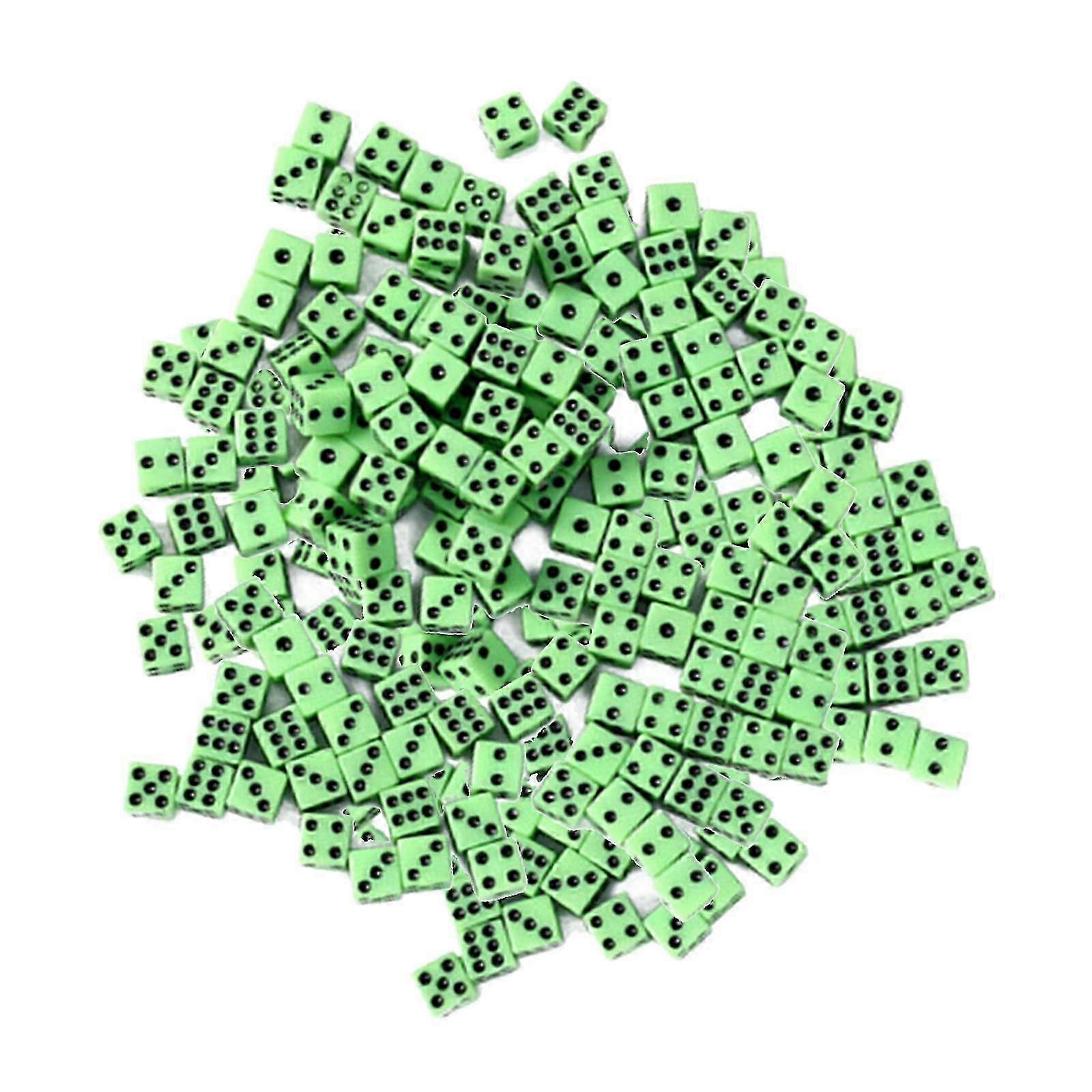 100x Gaming Dice with Black Spot Standard Six Sided for Classroom green