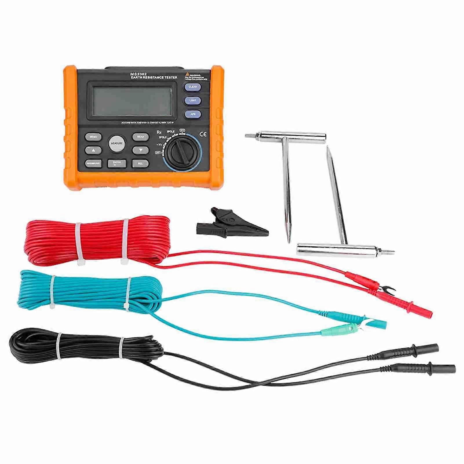 PEAKMETER MS2302 Digital Earth Resistance Tester 0 ~4K Ohm 100 Groups Data Logging