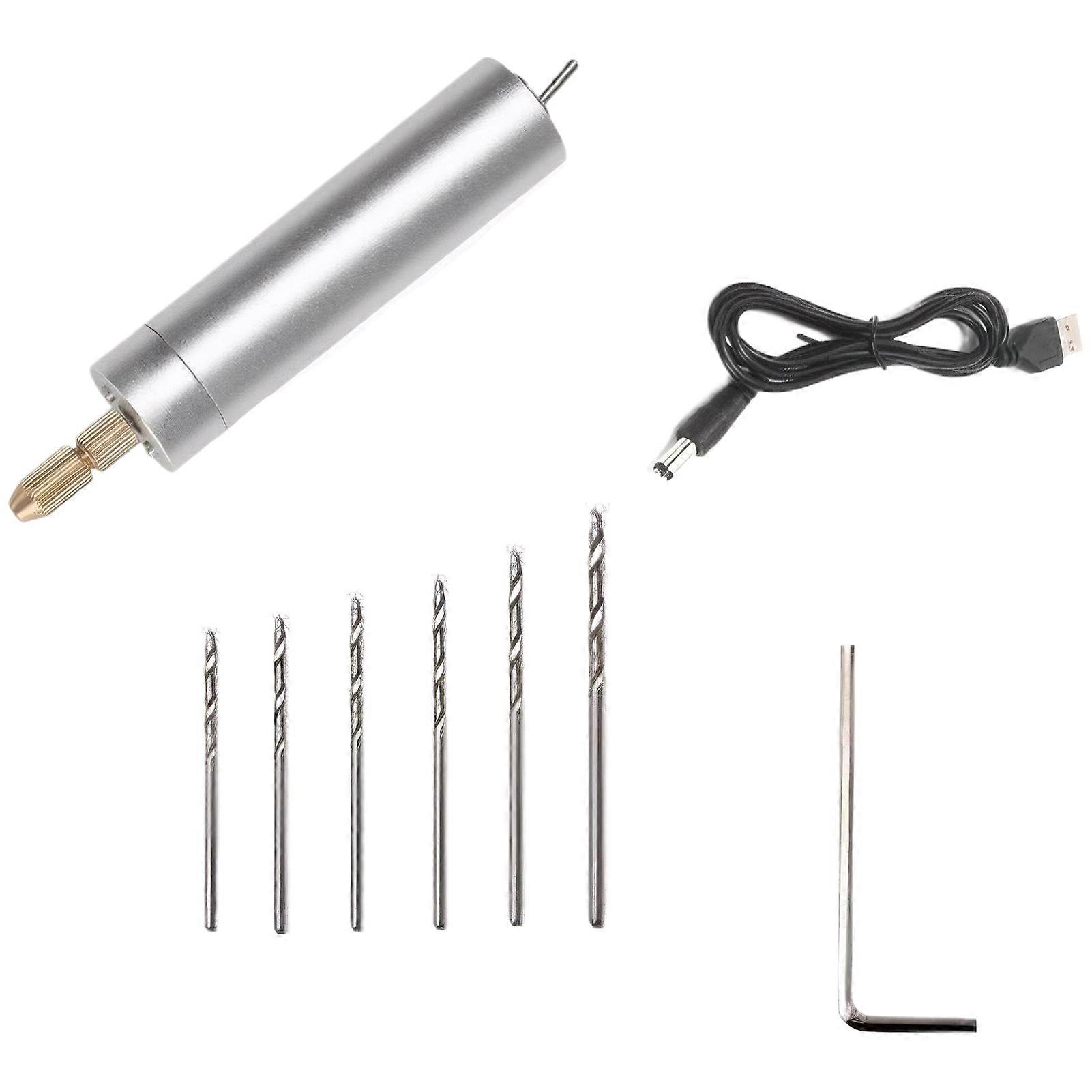 High Precision Rotational Speed Motor Mini Electric Drill Convenient USB Charging Portable silver