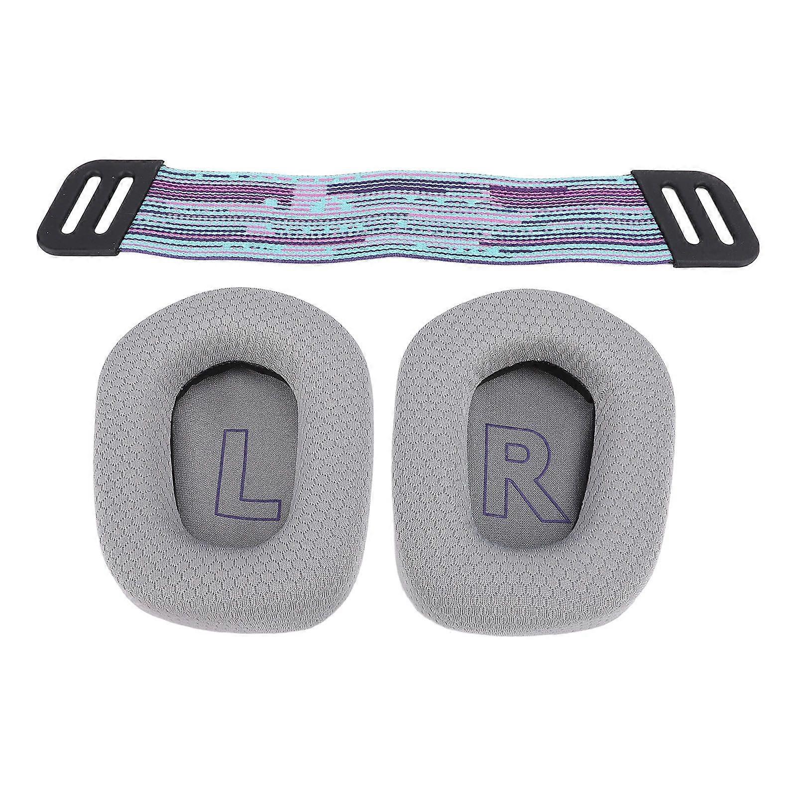 Headset Ear Pads Breathable Mesh High Density Memory Foam Ear Cushions with Headband Straps for G733 Wireless G335 Wired Gaming Headset Gray