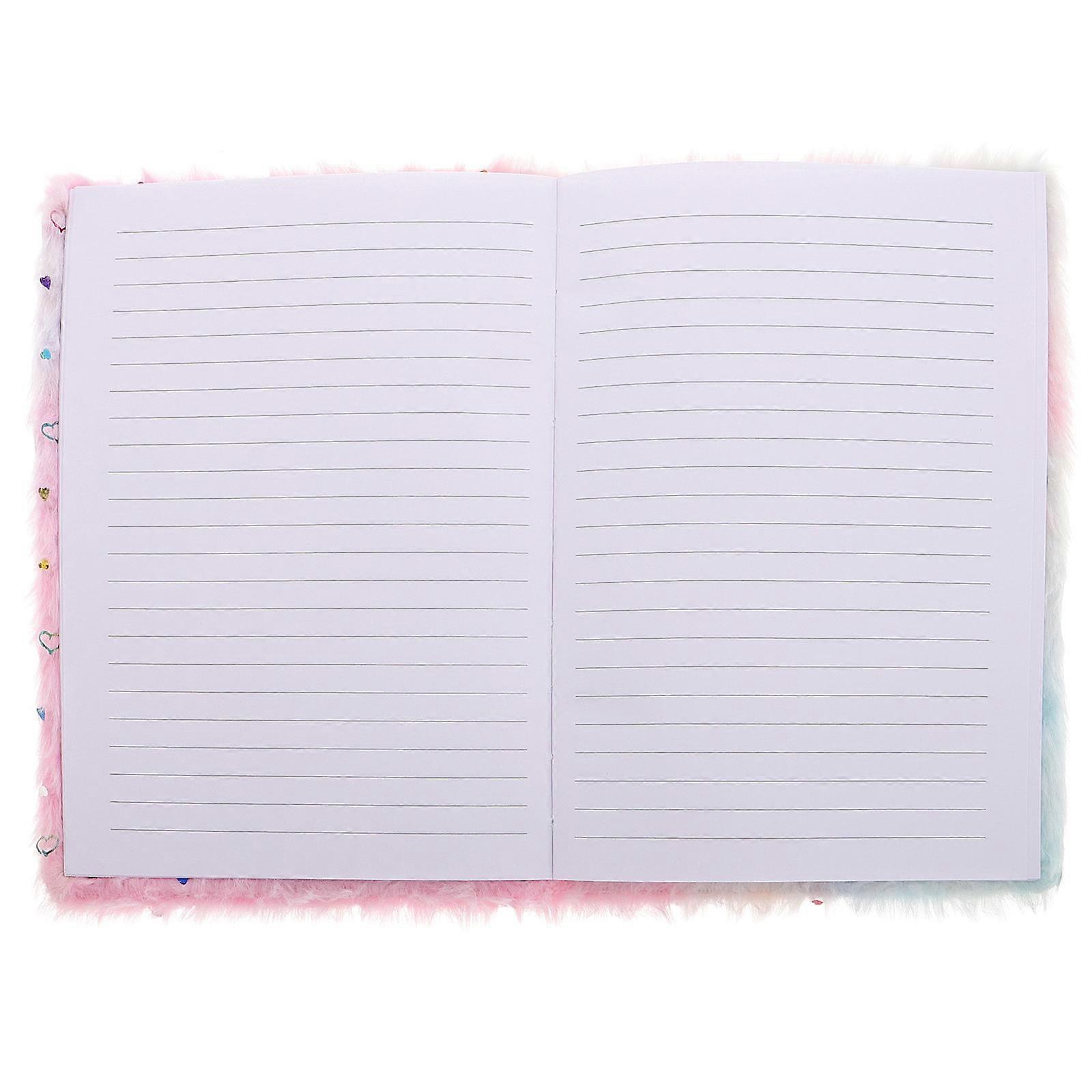 Plush Cover Notebook Fluffy Diary Book for Writing 4Pcs Heart Pattern Design