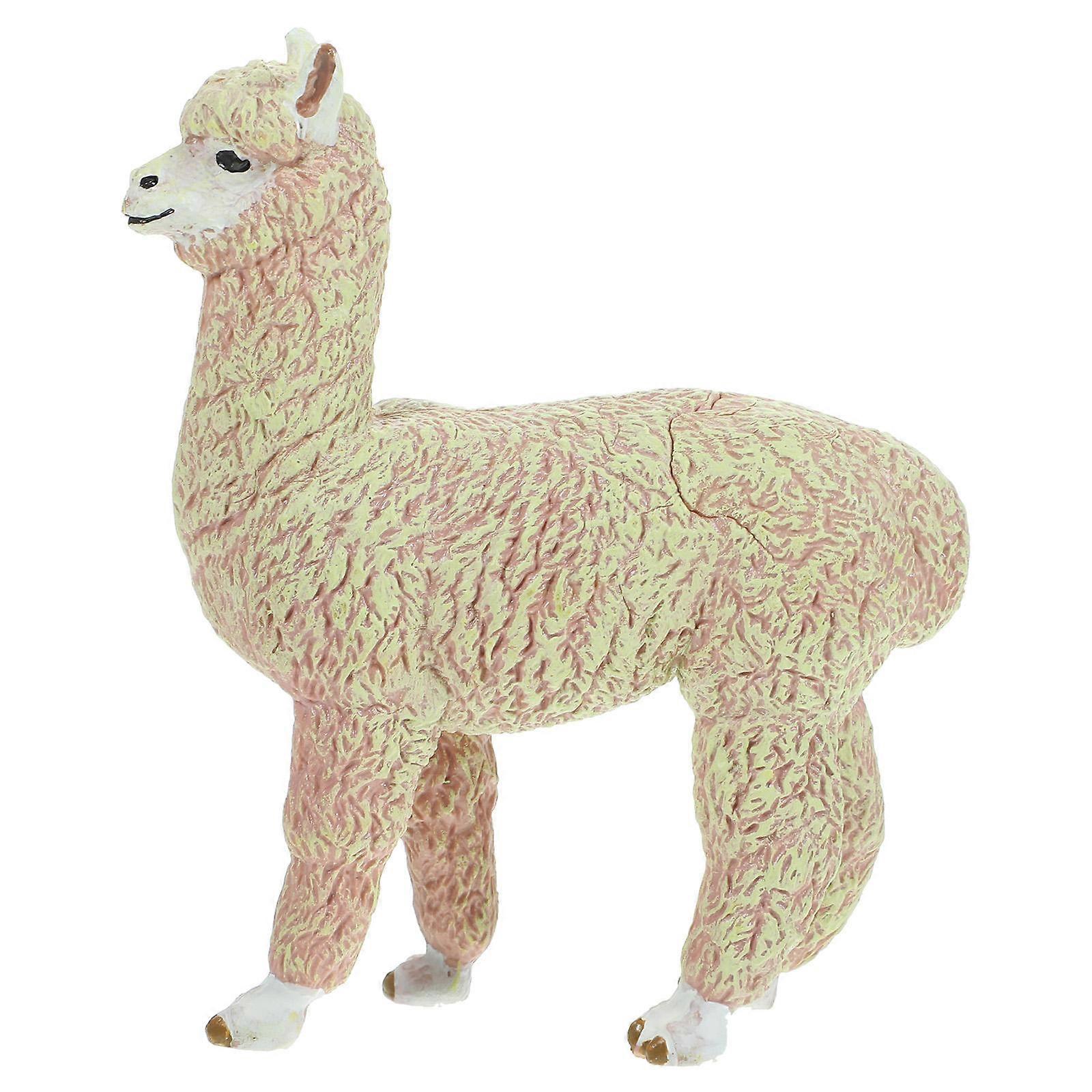 Simulation Alpaca Figurine Plastic Animal Toy for Kids Set of 4