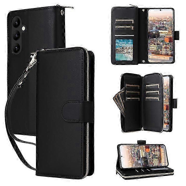 R20 Compatível Para Samsung Galaxy A24 4G (162.1 X 77.6 X 8.3mm) Capa de Telefone com Zíper de Couro