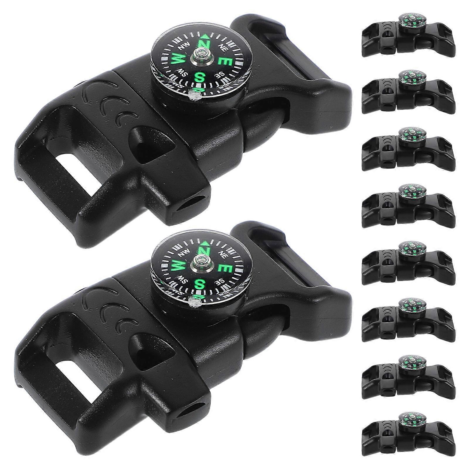 Plastic Buckle Multi-Function Camping Buckle with Compass and Whistle 20Pcs