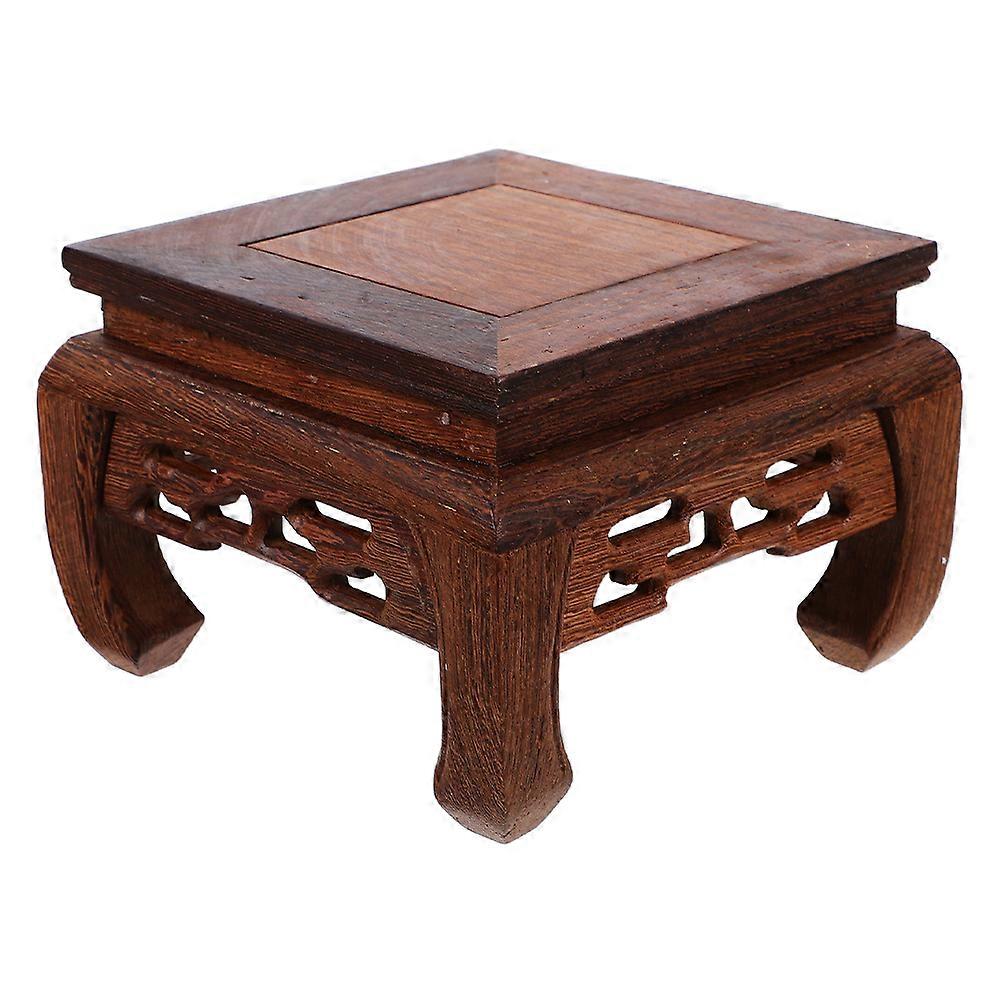 Square Wooden Display Stand for Vase Oriental Style with 2Pcs Pedestal Base