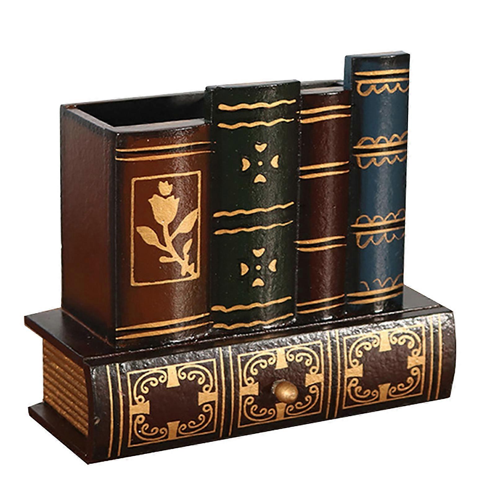 Multi Color Wooden Pen Holder for Storage Use 1Pcs with Drawer Container